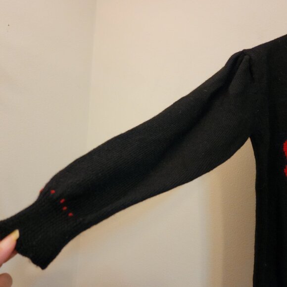 VTG Handknit Mock Neck Sweater Wool Size M Flower Ribbon Whimsical Fairy Grunge - Picture 8 of 16